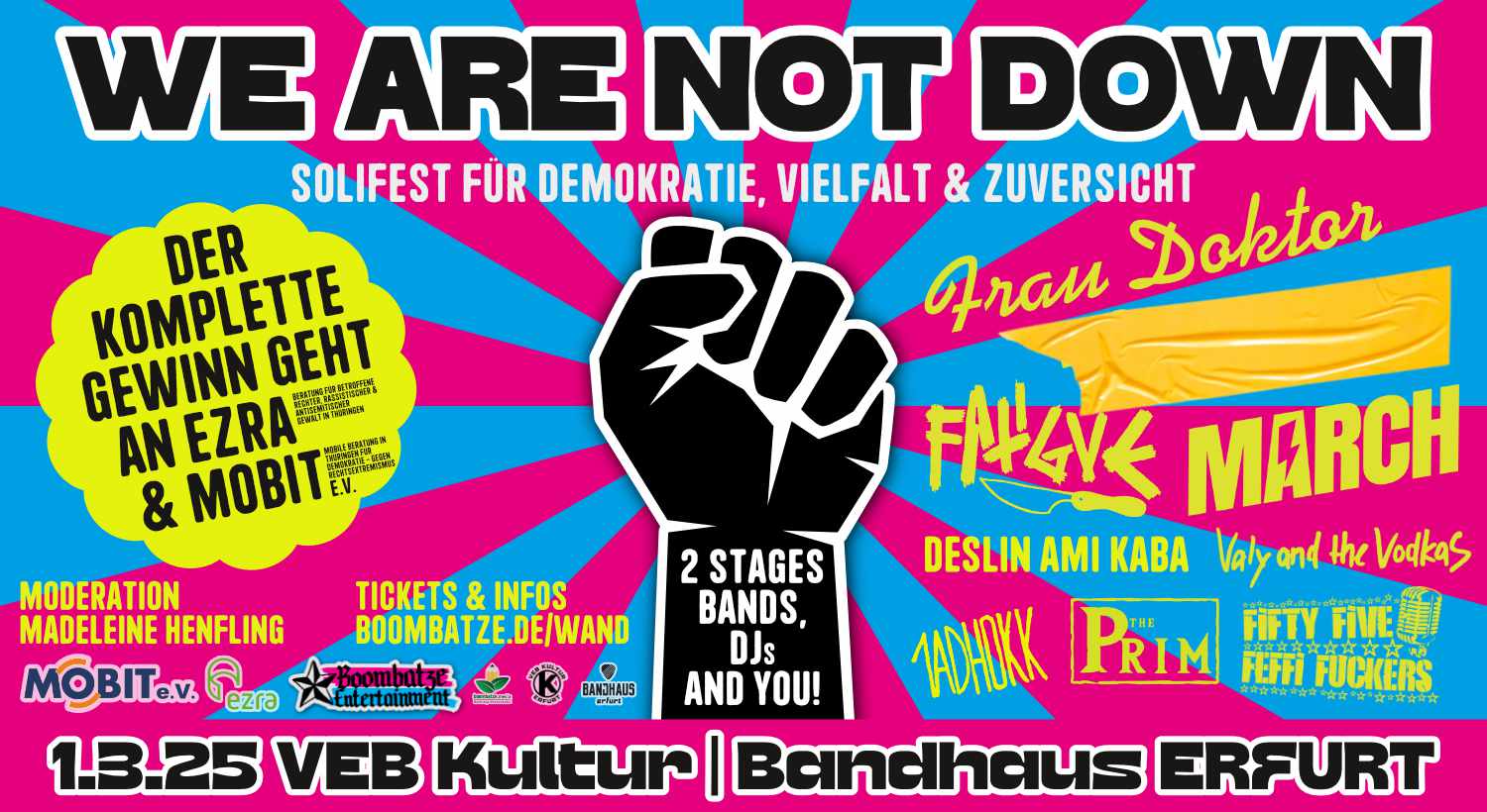 WE ARE NOT DOWN - Solifest für Demokratie, Vielfalt & Zuversicht | VEB Kultur