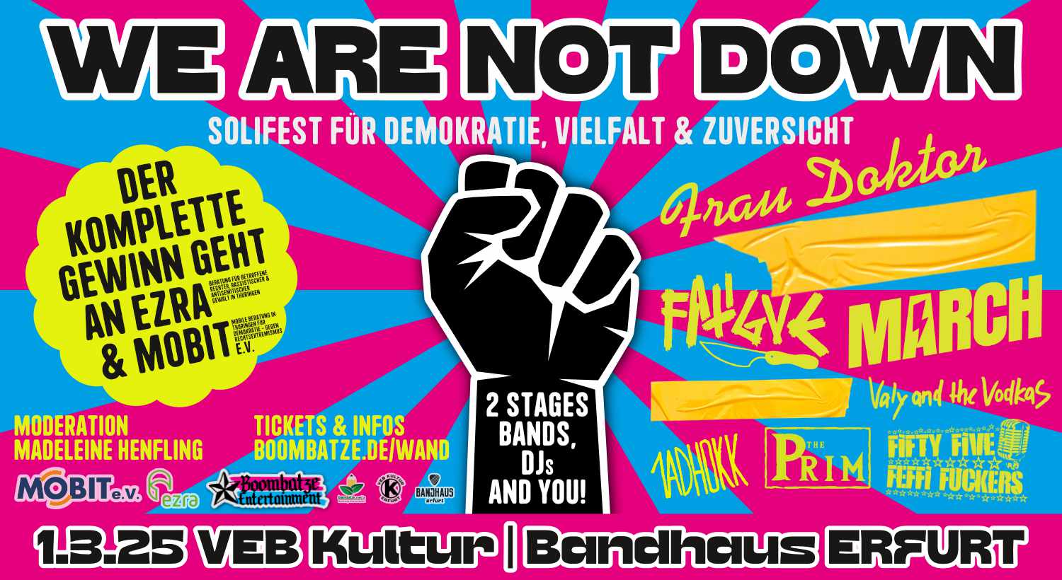 WE ARE NOT DOWN - Solifest für Demokratie, Vielfalt & Zuversicht | VEB Kultur