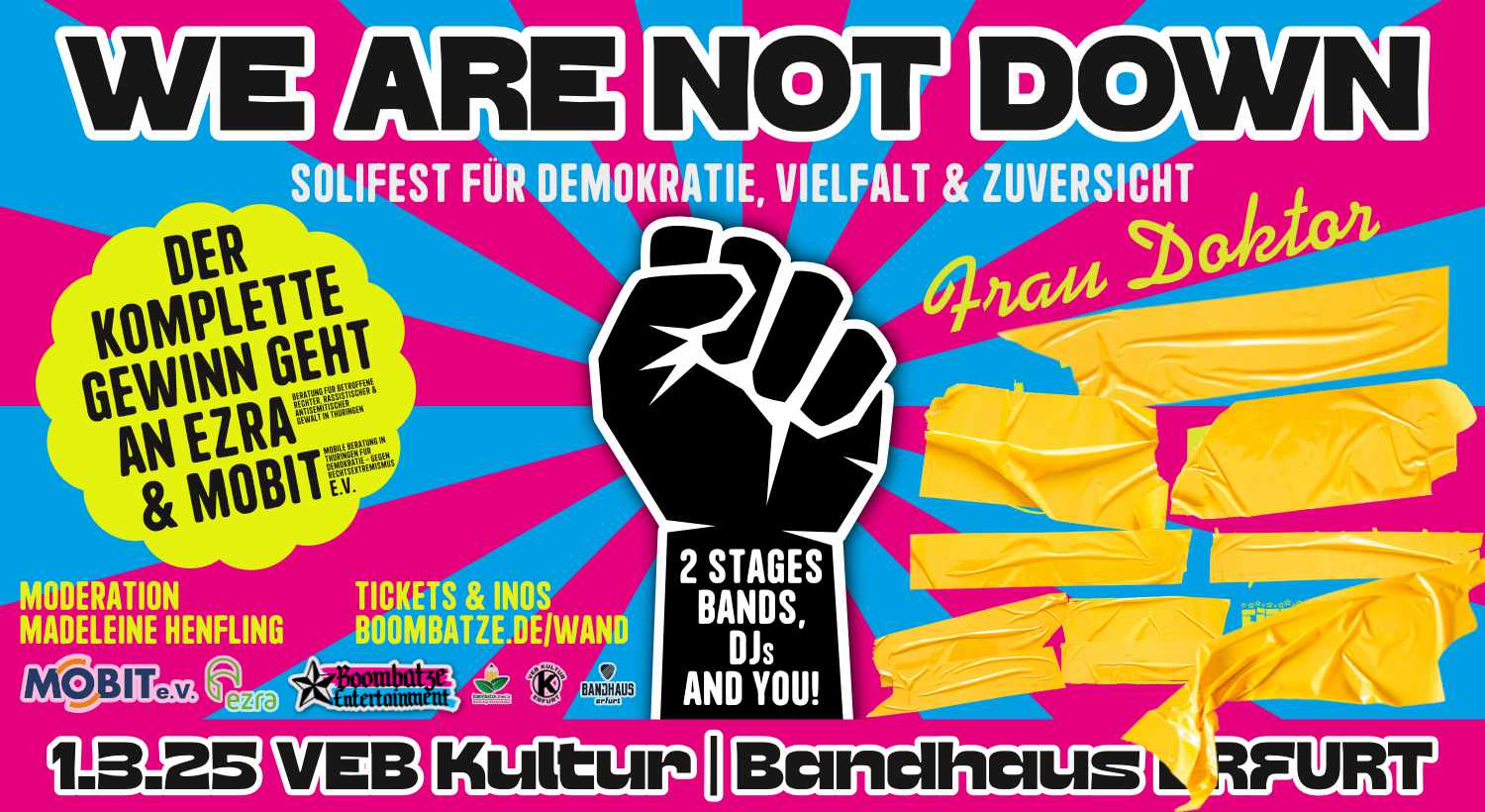 WE ARE NOT DOWN - Solifest für Demokratie, Vielfalt & Zuversicht | VEB Kultur