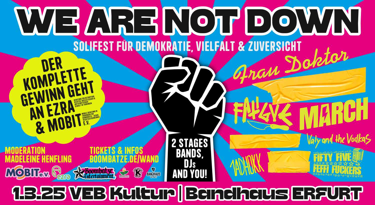 WE ARE NOT DOWN - Solifest für Demokratie, Vielfalt & Zuversicht | VEB Kultur